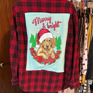 Up cycled flannel with Simply Southern Holiday graphic